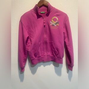 UNITED COLORS OF BENETTON. Zip Sweatshirt, kangaroo pockets. EUC